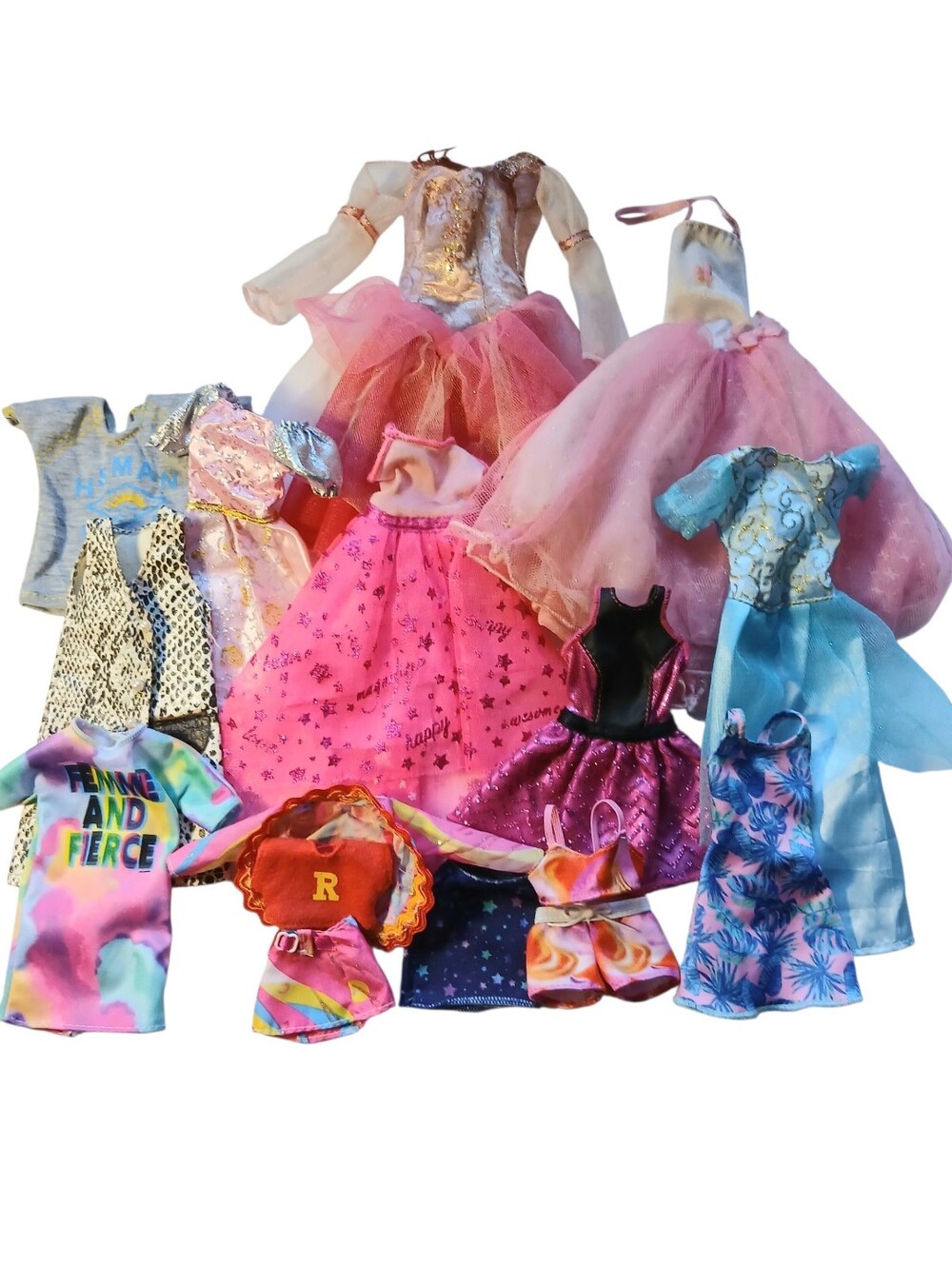 Barbie Doll Lot Of Clothes – Gowns, Dresses & Tops Outfits